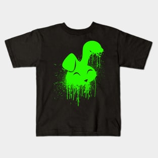 Hot Neon Green Spray Paint Cute Bunny Kids T-Shirt